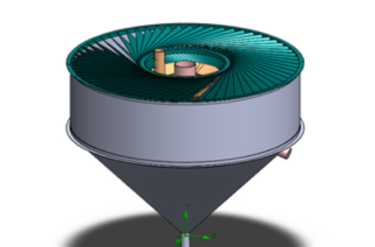 The KraVi® is designed to run at high hydraulic loading. The turbulent flow within the unit is converted to laminar flow so that only the dispersed fines fraction is removed, while the underflow consequently comprises of a heavier concentrate. 